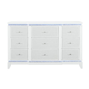 Adalid - Dresser With LED Light And Glittered Drawer Fronts - White
