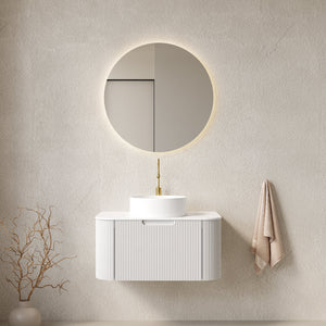DINA 30" Bathroom Vanity & Sink with Floating Curved Edges and Striped Storage