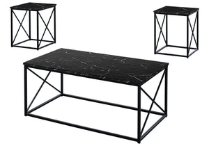 3-Piece Contemporary Living Room Table Set with Marble Look Finish