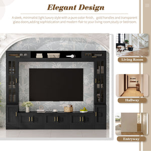 Wall Unit Entertainment Center With Bookshelves For TVs Up to 80"