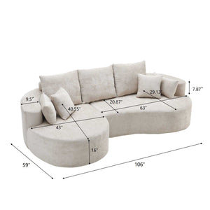 2 Piece Fabric Cloud Curved Sectional Sofa With Chaise