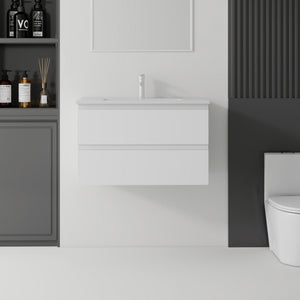 30 Inch Floating Bathroom Vanity with Sink, Soft-Close Drawer, Ceramic Sink, Plywood