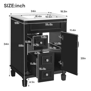 Bathroom Vanity With Sink, Compact Cabinet & 2 Drawers