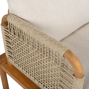 Outdoor 4-piece Acacia Wood and Rope Patio Sofa Set