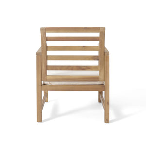 Outdoor Acacia Wood Club Chairs, 2-Piece Set - Natural Stained / White
