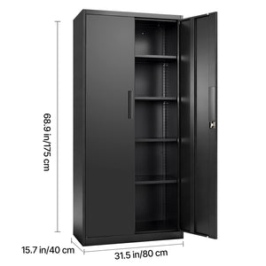 Metal Storage Cabinet, 68.9 in Lockable Steel Garage Cabinet