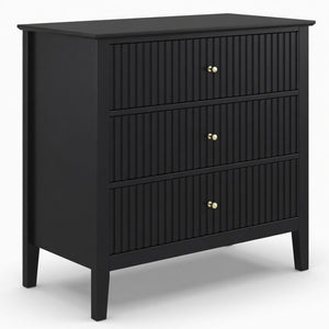Fluted 3 Drawer Nightstand With Soft Close Slides