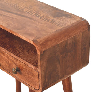 Solid Wood Mini Curved Honey Console Table