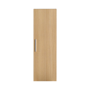 Tall Floating Bathroom Side Cabinet, Wall Mounted Single Door Storage - Light Oak