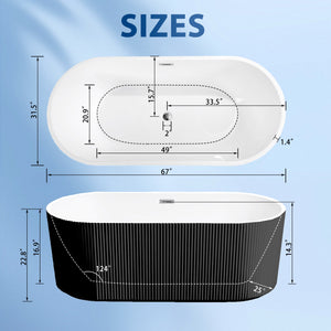 67" Linear Acrylic Freestanding Bathtub