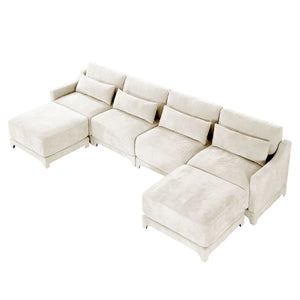 Stylish Sofa With Ottoman And Lumbar Pillows, Ergonomic Design