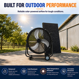 24 Inch Solar Floor-Standing Fan With Adjustable Solar Panel