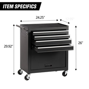 4-Drawer Rolling Tool Chest Cabinet with Wheels