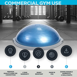 Bosu Pro Multifunctional Home Gym 26” Strength Trainer Ball Balance Board, Blue