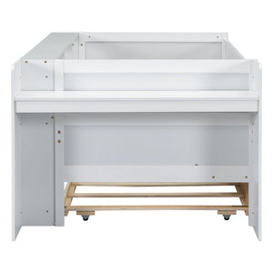 Twin Daybed With Drawers, Trundle, Headboard Storage, Study Desk, And USB Charging Station - White
