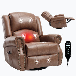 Heat Massage Manual Recliner Chair with Rocker and Swivel