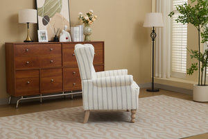 Modern Accent Chair with Retro Wood Legs and Floral Design