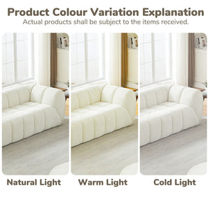 Quilted Cloud Sofa With Rounded Armrests And Piano Key Backrest Design