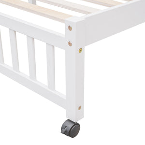Bunk Bed With 6 Drawers And Flexible Shelves, Bottom Bed With Wheels