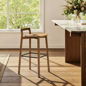 Sven 30" Modern Minimalist Low Back Wood Barstool