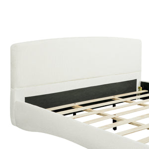 Curved Upholstered Bed with Smart Ambient Lighting