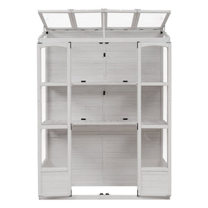 TOPMAX 78-Inch Wooden Greenhouse with Skylights and Folding Shelves