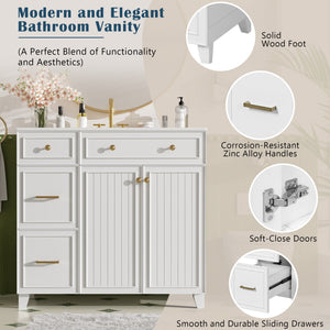 Bathroom Vanity With Sink, Soft Close Doors, Adjustable Shelves