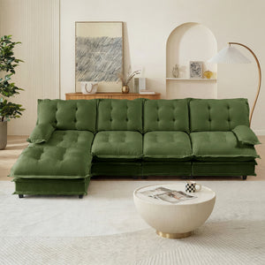 138" L Shaped Modern Sofa Modular Sectional Cloud Couch with Ottoman