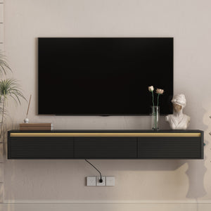 Floating TV Stand with LED Lights & Power Outlet