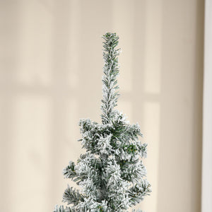 6' Slim Artificial Christmas Tree with Snow-Flocked Finish - White