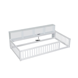 Floor Bed With Storage Cabinets And USB Ports