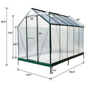 Polycarbonate house, Heavy Duty Outdoor Aluminum Walk-In House Kit With Rain Gutter, Vent And Door For Backyard Garden