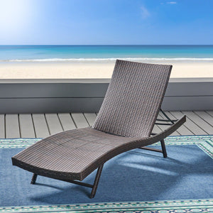 Kauai Modern Style PE Wicker Chaise Lounge - Brown Multi