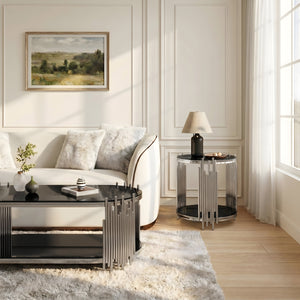Modern Luxury Coffee Table and Side Table Set, 2-Piece Oval