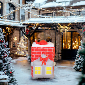 7FT Christmas Inflatable Santa in Chimney with LED Lights