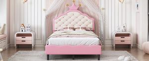 Lovely Crown Fantasy Princess Bed With Tufted Headboard