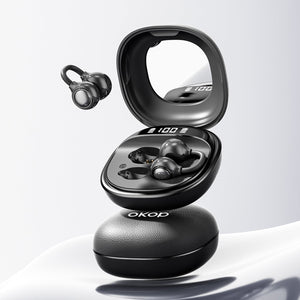 KP-229 Hot-selling New Wireless Bluetooth Earbuds Digital Display Open-ear Clip-on Design Non-in-ear Built-in Vanity Mirror Long Battery Life In Stock