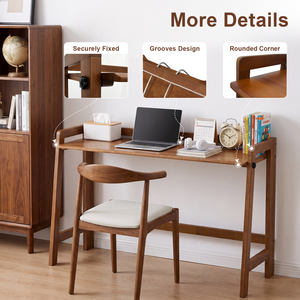 Solid Wood Folding Desk, 49" Mid Century Modern Computer Desk
