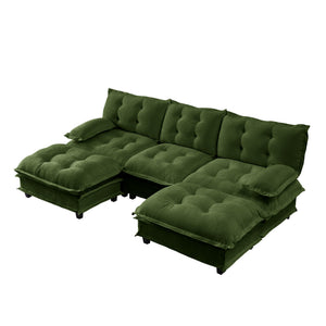 107" U Shaped Modern Sofa Modular Sectional Cloud Couch with Ottomans