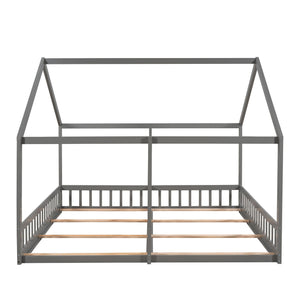 House Platform Beds, 2 Shared Beds, Metal Frame With Guardrails