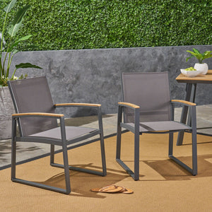 Aresha Metal Outdoor Dining Armchair (Set of 2) - Gray