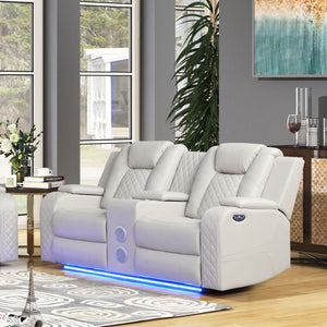 Benz - Power Reclining Loveseat & LED Lighting And Built In USB