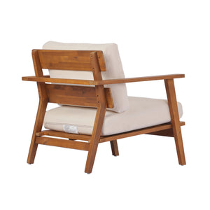 29.5' Mid-Century Modern Acacia Wood Outdoor Club Chair