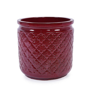3 Pieces Ceramic Flowerpot Set, Bean Paste Red