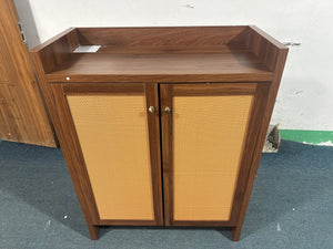 42.5" Tall Rattan Shoe Cabinet with Doors