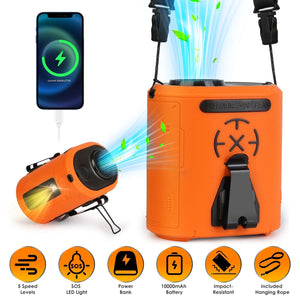5 In 1 Portable Waist Clip Fan With 5 Speeds Flashlight 10000mAh Battery Operated Personal Wearable Turbo Belt Fan Hands-Free Neck Fan For Camping Tra