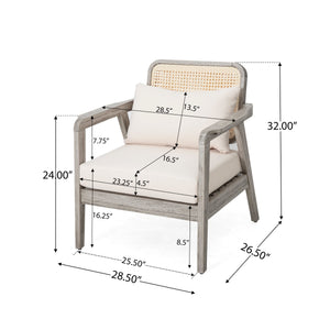 (Set of 2) Outdoor Acacia Wood Patio Club Chairs with Cushions