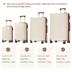 Brown & White 6-Piece Expandable Hardshell Luggage Set
