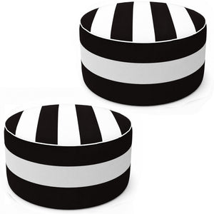 2 Pack Outdoor Inflatable Ottoman - Black/White Striped