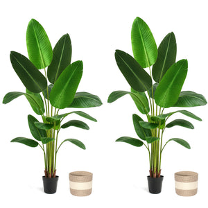 Bird of Paradise Artificial Plant - 6 Ft Tall Faux Banana Leaf Tree
